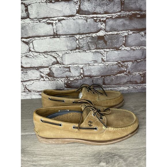TIMBERLAND 2-Eye Boat Moccasins Taupe Leather Sailing Deck Shoes Men Sz 10.5M US - Picture 1 of 16